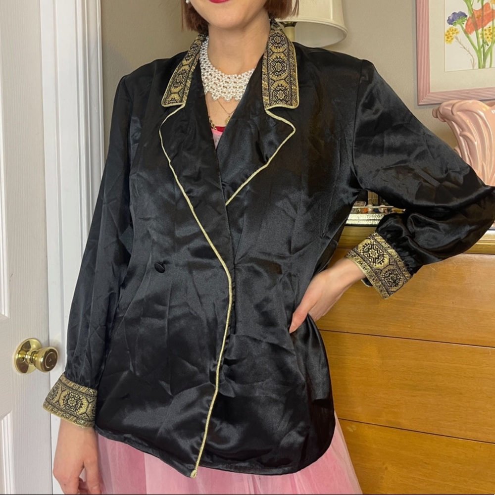 VTG Golden Black Button Up - Picture 2 of 2